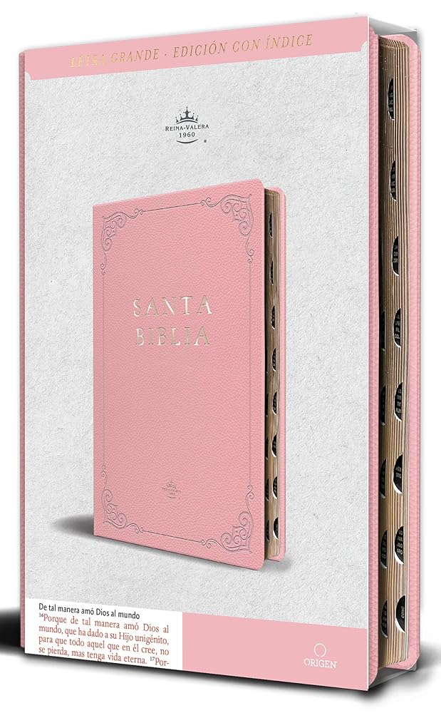 Biblia RVR 1960 letra grande tamaño manual, Piel rosada con índice / Spanish Bible RVR 1960 Handy Size Large Print Leathersoft pink with index (Spanish Edition) cover image