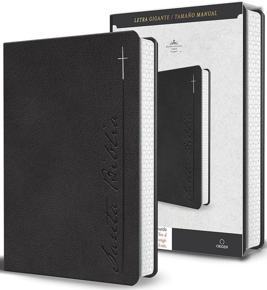 Biblia RVR 1960 Letra gigante, símil piel, gris (Edición cantos pintados) / Spanish Bible RVR 1960 Giant Print Handy Size Leathersoft Gray with cross (Spanish Edition) cover image