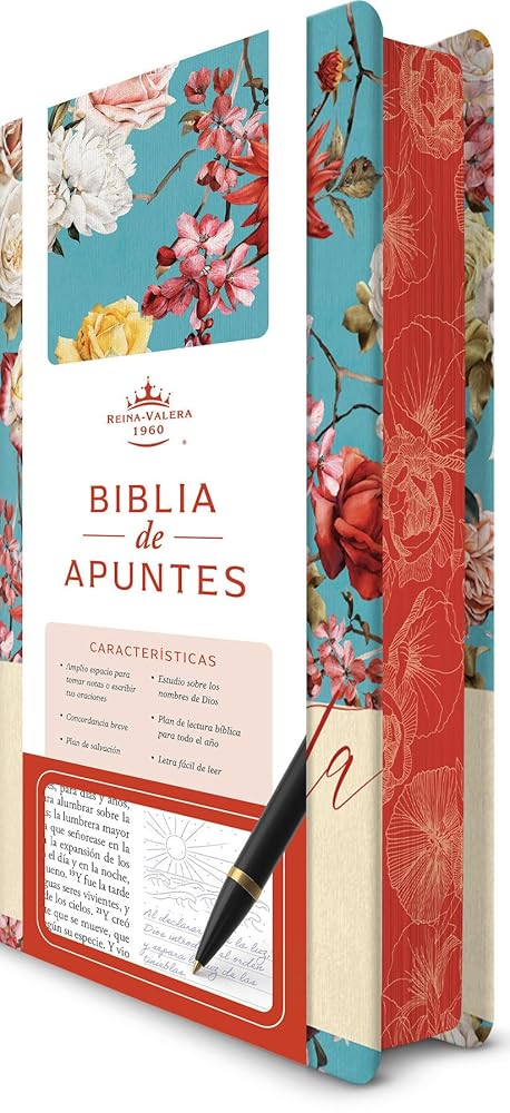 Biblia de Apuntes RVR 1960 Tapa dura, Azul celeste con flores (Edición cantos pintados) / Spanish Journalling Bible RVR 1960 Hardcover Light Blue with Flowers (Spanish Edition) cover image