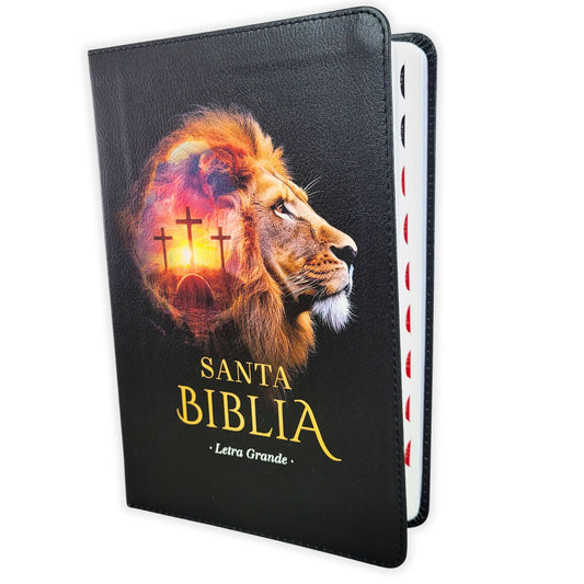 Biblia RVR60 | Colección Supreme Negro León y Cruces