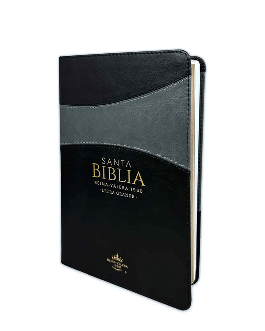 Biblia RVR1960 | Letra Grande, 12 puntos (Imitación piel, colores negro y gris)