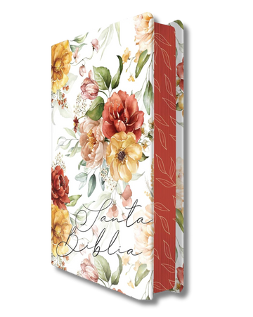 Biblia RVR 1960 letra grande tamaño manual flores rosadas y cantos pintados Reina Valera Revisada 1960