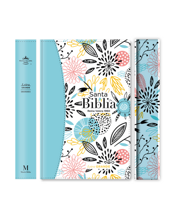 Biblia Reina Valera 1960 | Letra Grande, Flexcover, Multifloral, Azul