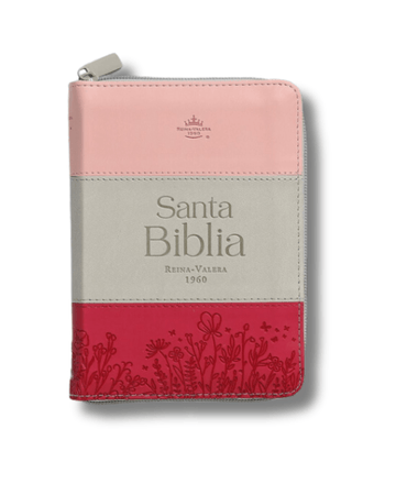 Biblia Reina Valera 1960 | Compacta, Tricolor (Rosa, Gris, Fucsia) con Cierre e Indice