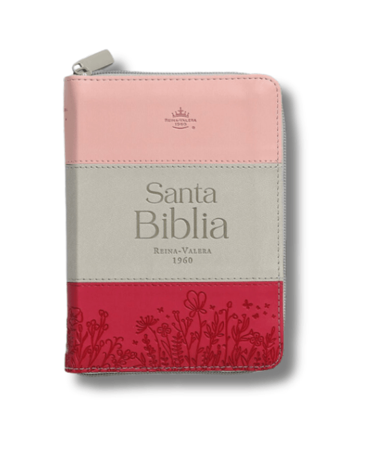 Biblia Reina Valera 1960 | Compacta, Tricolor (Rosa, Gris, Fucsia) con Cierre e Indice