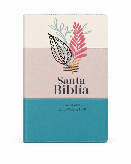 Biblia RVR60 | Canto Pintado Blanco, Gris y Turquesa