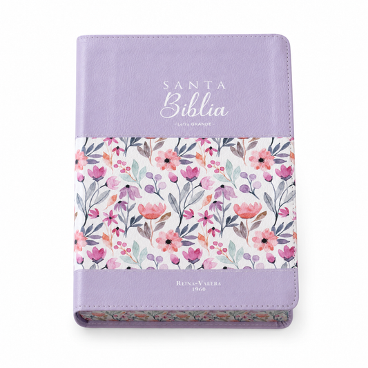 Biblia RVR60 | Letra Grande Lila Floral