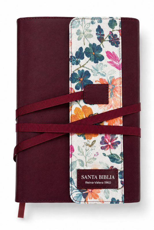 Biblia RVR60 | Letra Grande con Índice Vintage Floral Rosa