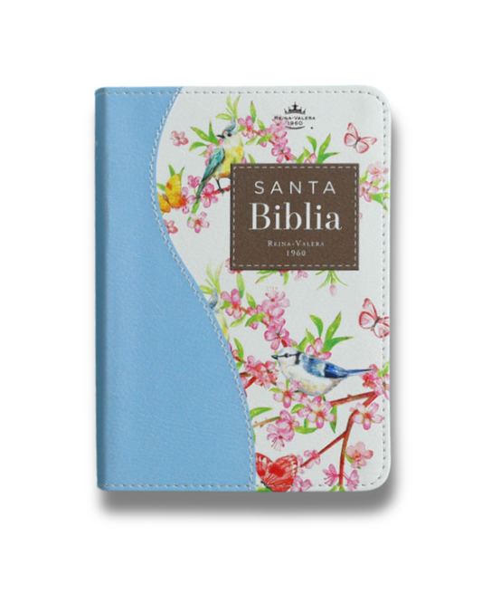 Biblia de Bolsillo | RV1960 (Imitación piel, floral, azul)