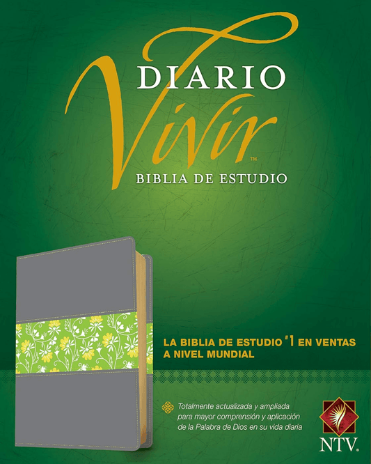 Biblia de Estudio del Diario Vivir (NTV) | Letra Roja, SentiPiel, Gris/Verde, Índice