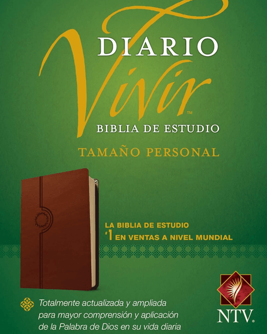 Biblia de Estudio del Diario Vivir (NTV) | Tamaño personal, Letra Roja, SentiPiel, Café claro