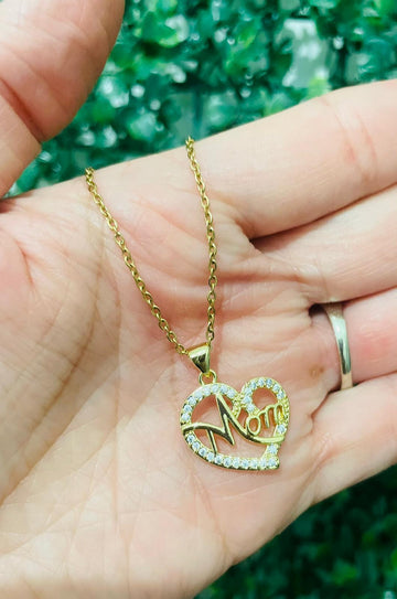 Collar Mom Corazón con Piedras | Regalo para Mamá