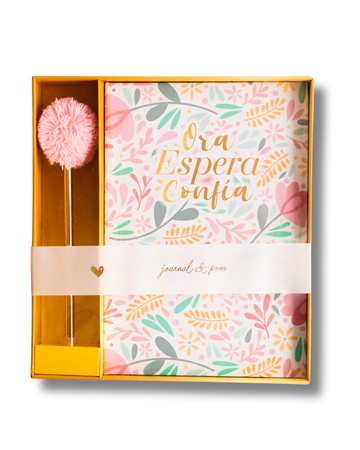Journal & bolígrafo pom pom | Ora Espera Confía