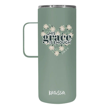 22 oz Stainless Steel Mug With Handle His Grace Is Enough - Pura Vida Books