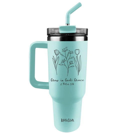 Stainless Steel Mug With Straw Grow In Grace - Pura Vida Books