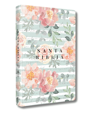 Santa Biblia | (RVR1960) Letra grande, tamaño manual, tapa dura con flores rosadas