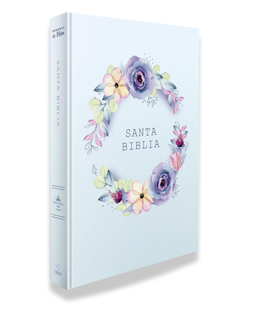 Santa Biblia | (RVR1960) Nombres de Dios con flores azul, Tapa dura