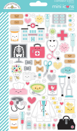 Doodlebug Mini Cardstock Stickers-Icons, Happy Healing