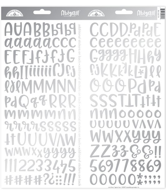 Cardstock stickers silver foil( letras en lámina de plata)