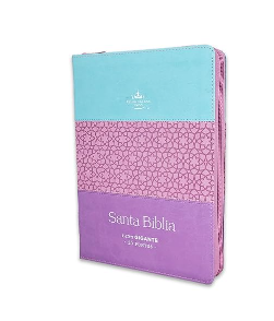 Biblia para Mujeres con Cierre Letra Gigante 15 puntos RV1960 imit piel tricolor celeste/rosa/lila con indice