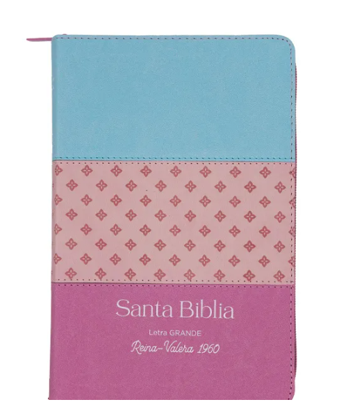 Biblia Tricolor Azul-Rosa-Lila, Imitación Piel Reina Valera 1960