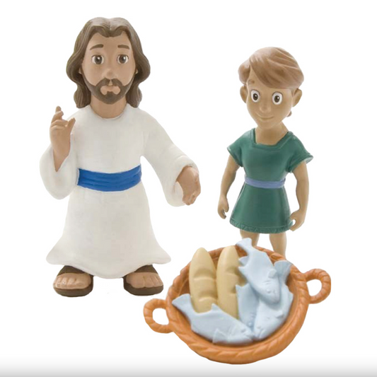 Juego de figuritas de juguete: Jesús alimenta a los 5.000