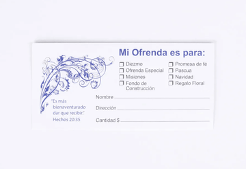Sobre para el Diezmo y la Ofrenda – Bendito Dar – 100 Ct.