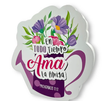 En Todo Tiempo Ama La Amiga - Plaqué Tiesto Con Flores