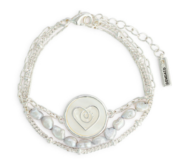 Pulsera de nácar Corazón Agradecido - Plata