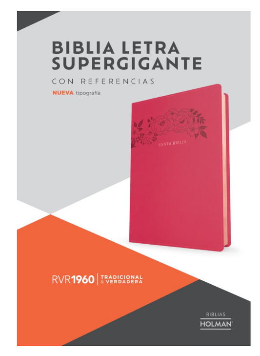 RVR 1960 Biblia letra supergigante, floral símil piel