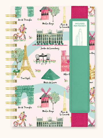 Lugares de interés de París Cuaderno Oliver con bolsillo para bolígrafo