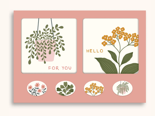 Floral Notes Mini Nota set de tarjetas con Stickers