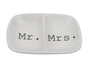 Mr. and Mrs. Ceramic 2-Section Dish