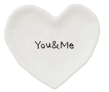 You and Me Plato de corazón de cerámica