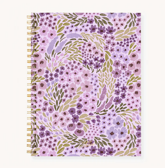 Cuaderno de espiral de tapa blanda Lilac Floral