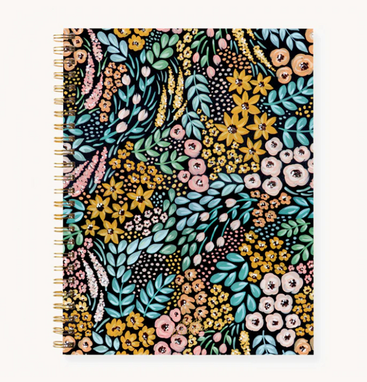 Tapa blanda Spiral Notebook Black Floral