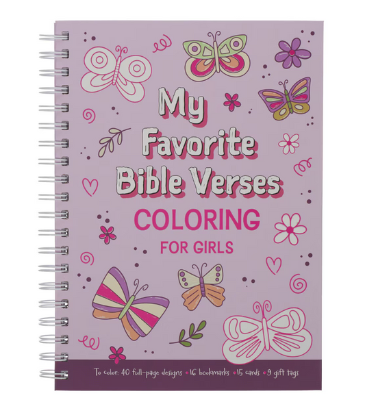 My Favorite Bible Verses Pink Wirebound Coloring Book for Girls