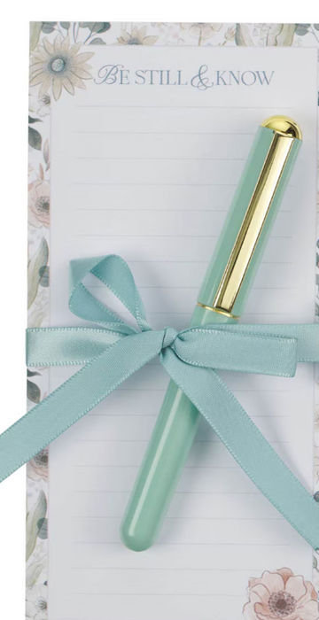 Teal Meadow Magnetic Notepad and Pen Gift Set - Psalm 46:10