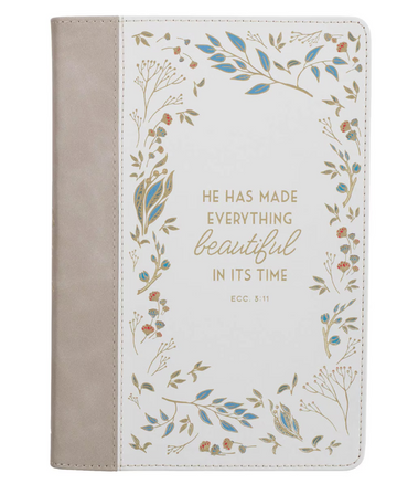 Everything Beautiful Cream Floral Faux Leather Classic Journal - Ecclesiastes 3:11