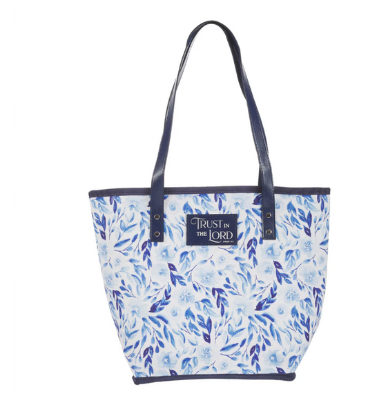 Trust Blue Botany Canvas Tote Bag - Proverbs 3:5