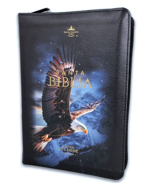 RVR60 Biblia Tamaño Portatil Letra Grande con Cierre e Índice Imitación Piel - Águila