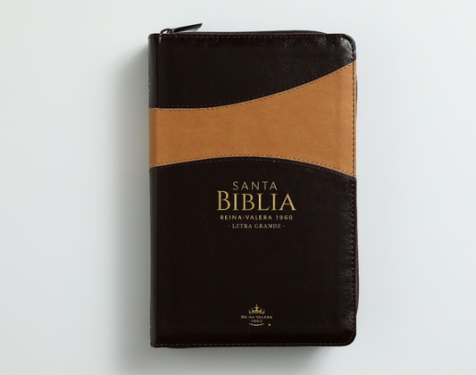 Biblia con Cierre Letra Grande 12 puntos RV1960 imit duotono café con índice