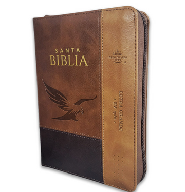 Biblia con Cierre Portátil 12 puntos RV1960, imit piel café águila con índice