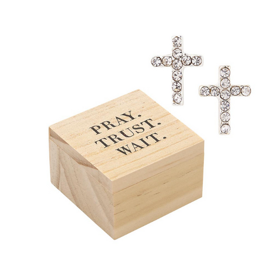Treasure Box Earrings - Pray. Trust. Wait |Ora espera confía