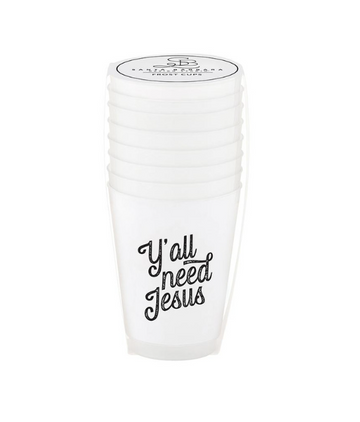 Face to Face Frost Cups - Y'all Need Jesus - Set of 8|Eres todo lo que necesito  Jesús