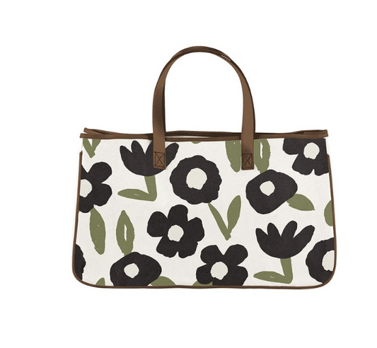 Canvas Tote - Black Flower|Bolsa de lona - Flor negra