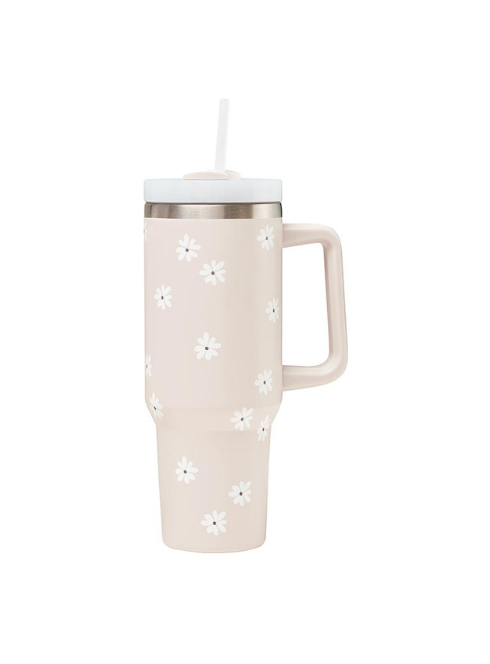 Travel Tumbler - Small White Flowers|Pequeñas flores blancas