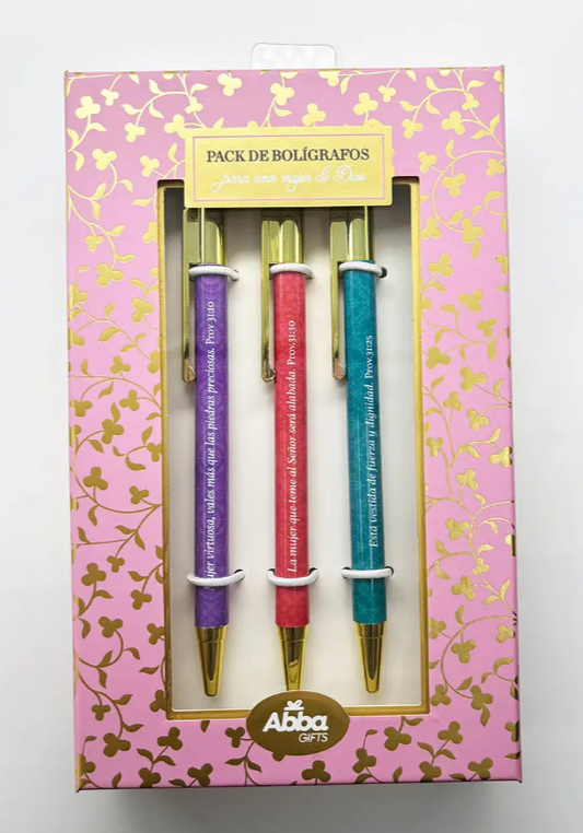 Pack 3 bolígrafos de lujo | Mujer de Dios