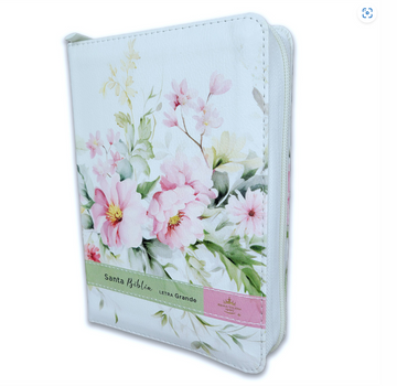 RVR60 Biblia Tamaño Manual Letra Grande con Cierre e Índice Imitación Piel - Victoria Flores Primavera