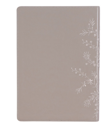 Embroidered Taupe Faux Leather Spiritual Growth Bible (Biblia de crecimiento espiritual de piel sintética)